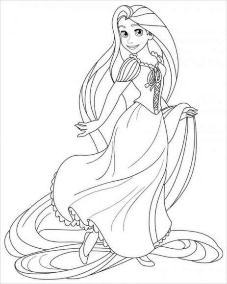 Tranh tô màu công chúa tóc mây có mái tóc dài óng mượt
