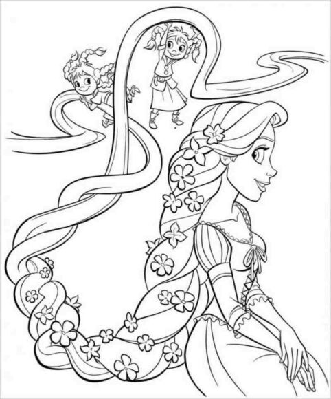 Tranh tô màu công chúa tóc mây xinh đẹp nhất