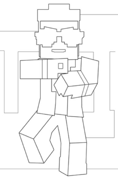 Tranh tô màu Minecraft hình nhân vật hoạt hình