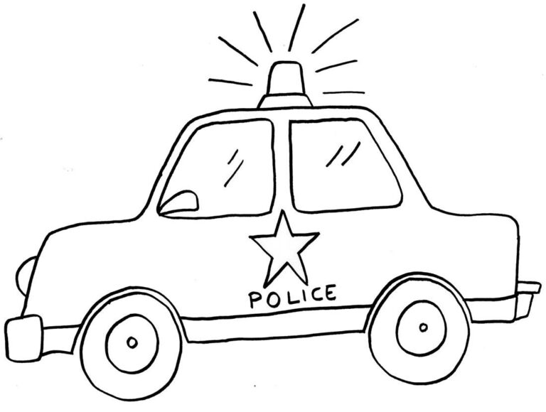 Tranh tô màu xe cảnh sát đơn giản