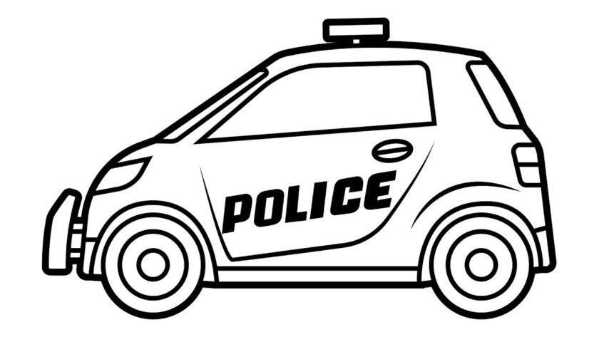 Tranh tô màu xe cảnh sát tuần tra