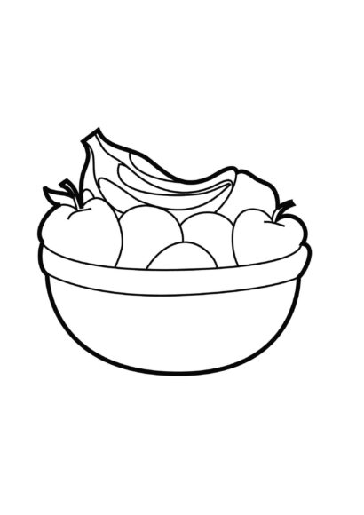 Tranh vẽ đen trắng cái bát cho bé tô màu