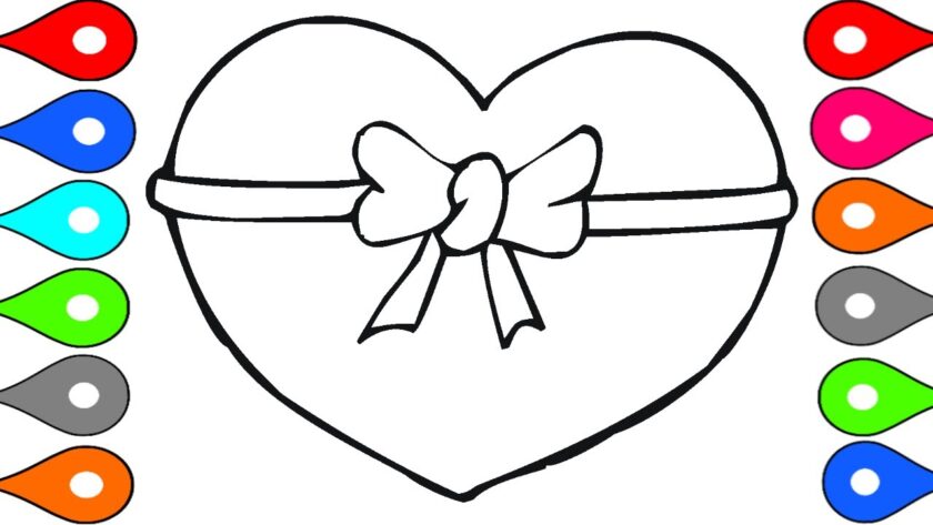 Tranh vẽ hình trái tim được buộc nơ
