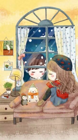 hình ảnh chibi tình yêu lãng mạn vui vẻ