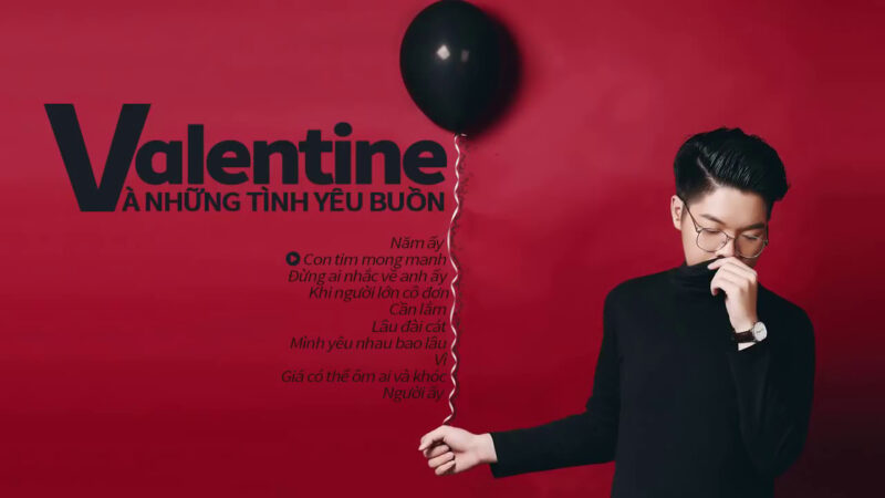 hình ảnh valentine buồn và quả bóng bay