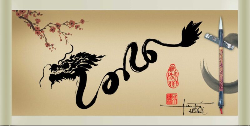 tranh thư pháp rồng đẹp