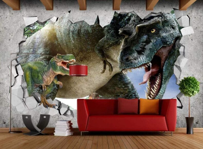 tranh tường 3d khủng long bạo chúa