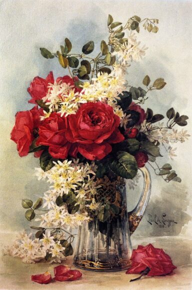 tranh vẽ hoa hồng sơn dầu