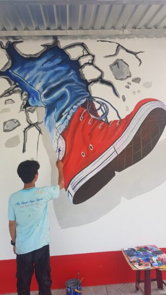 vẽ tranh 3d trên tường đẹp