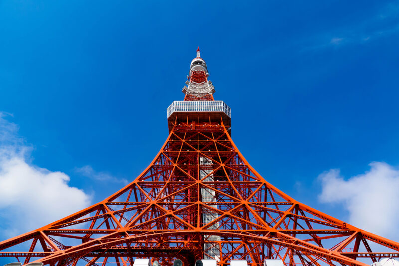 Tokyo tower, The landmark of Japan in blue sky