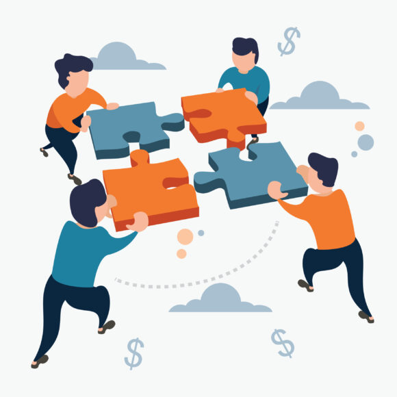 hình ảnh làm việc nhóm hoạt hình gắn kết nhân viên