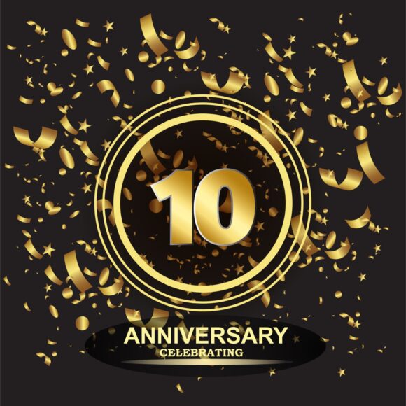 mẫu logo kỉ niệm 10 năm đẹp cho tiệc đêm