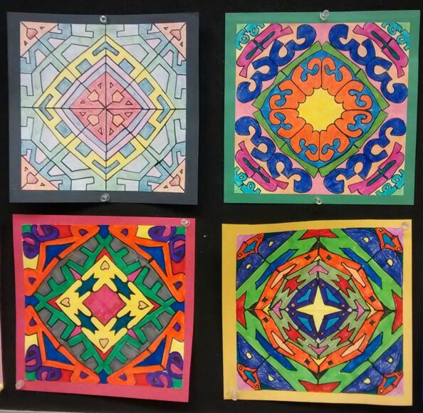 vẽ tranh trang trí hình vuông cho bé