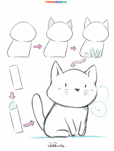 Cách vẽ con Mèo cute