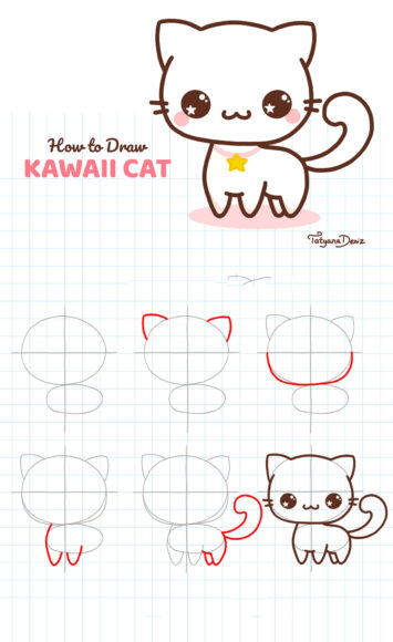 Cách vẽ con mèo đơn giản cute đẹp Hình vẽ mẫu con mèo cute  Trường THPT  Kiến Thụy