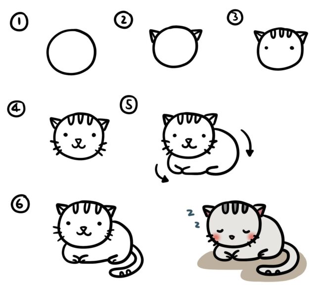 Cách vẽ mèo đẹp