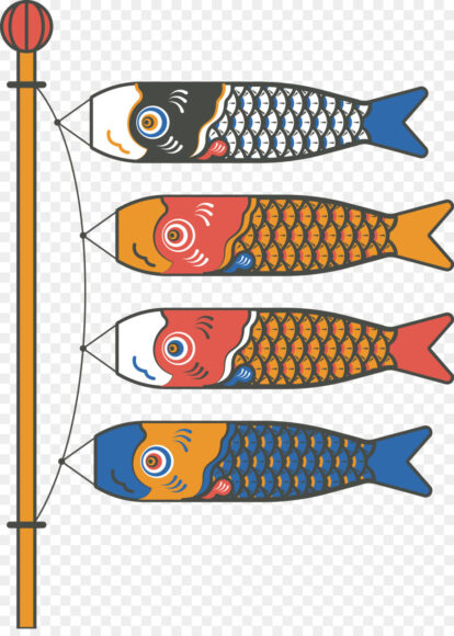 Hình vẽ cá chép trong cờ nhật
