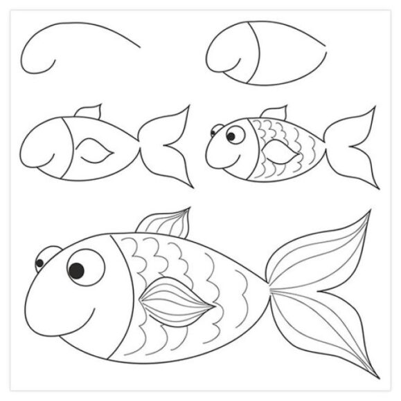 cách vẽ con cá chép hoạt hình