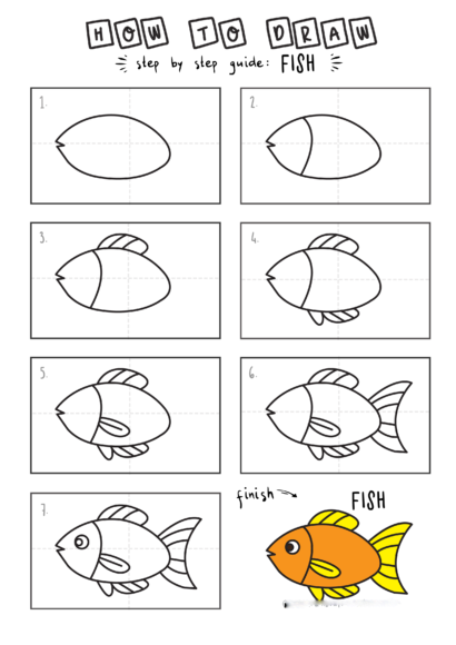 cách vẽ con cá hoạt hình cho trẻ em