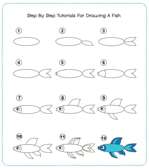 cách vẽ con cá hoạt hình đẹp thu hút