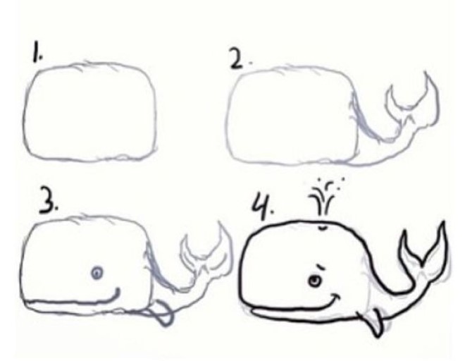 cách vẽ con cá voi đáng yêu