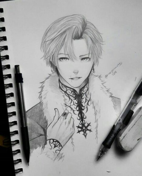 hình vẽ anime nam bút chì