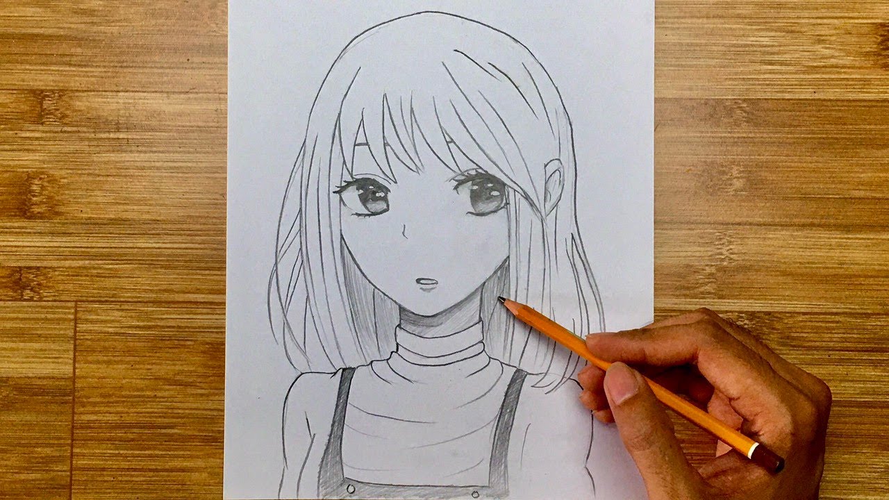 Cách vẽ tranh Anime nữ bằng bút chì đơn giản đẹp nhất 2023