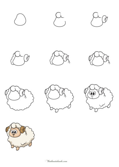Cách vẽ con vật đơn giản - hình vẽ con Cừu
