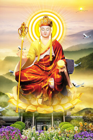 Hình ảnh Địa Tạng Bồ Tát tọa trên đài Sen