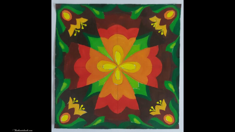 Vẽ trang trí hình vuông đẹp màu nóng