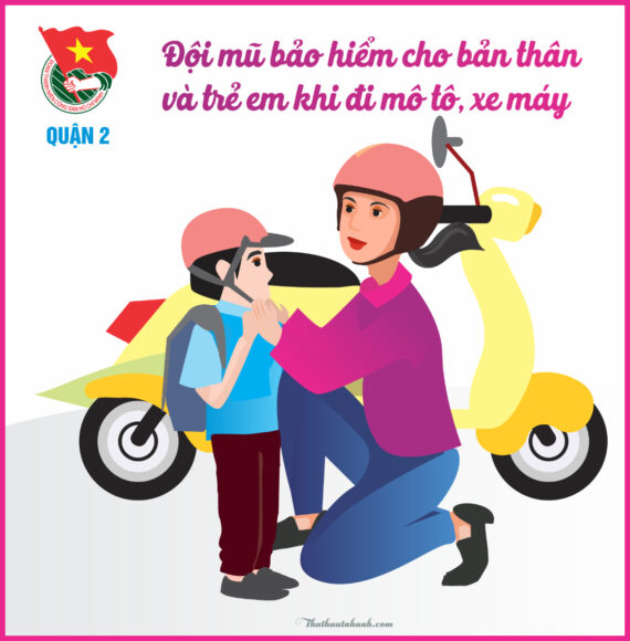 Hình ảnh an toàn giao thông đội mũ bảo hiểm khi đi xe