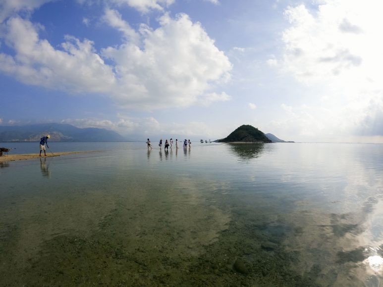 Hình ảnh đảo Điệp Sơn du khách có thể đi bộ giữa biển