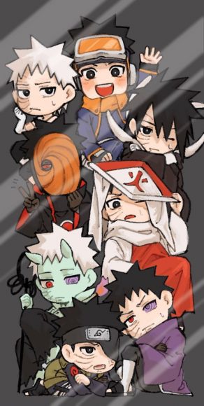 Hình ảnh, hình nền Obito chibi cùng nhóm Naruto
