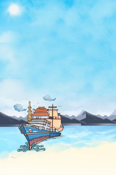 background phong cảnh thiên nhiên bãi biển và thuyền