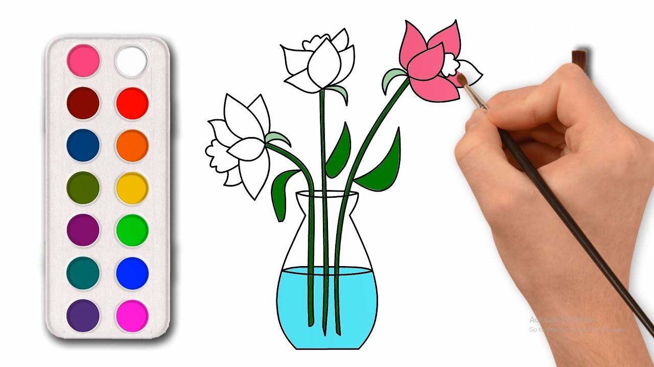 Thử thách vẽ bình hoa sáng tạo với nhiều kỹ thuật mới