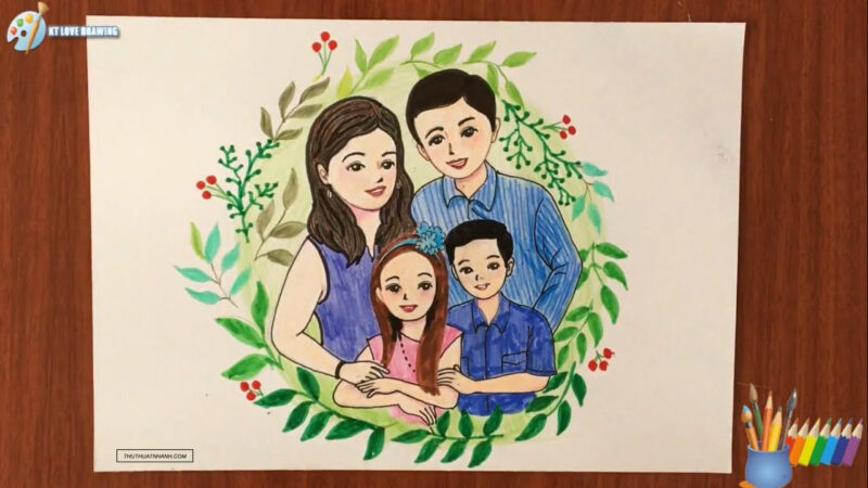 Tranh vẽ gia đình hạnh phúc