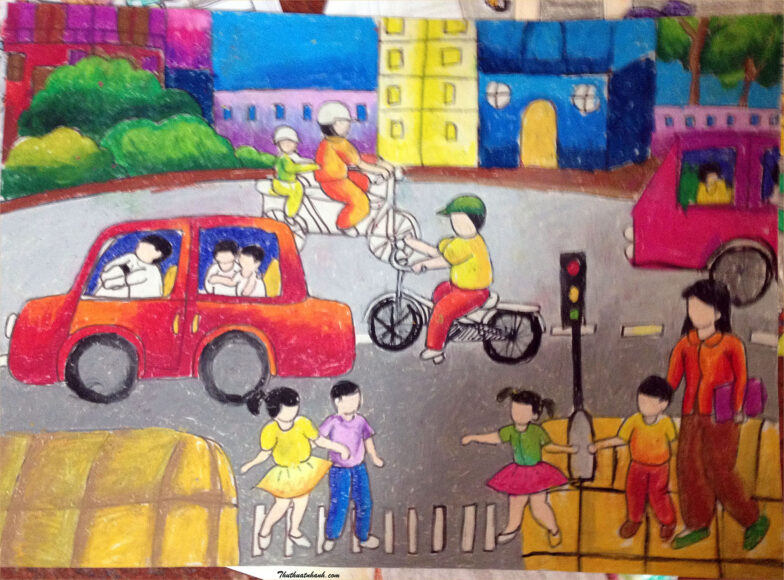 Vẽ tranh an toàn giao thông của học sinh