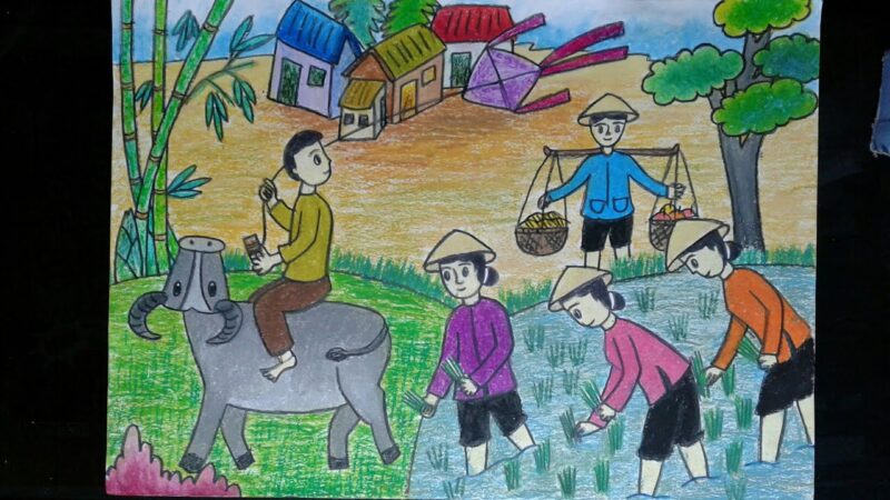 Vẽ tranh cuộc sống ở quê em đẹp nhất