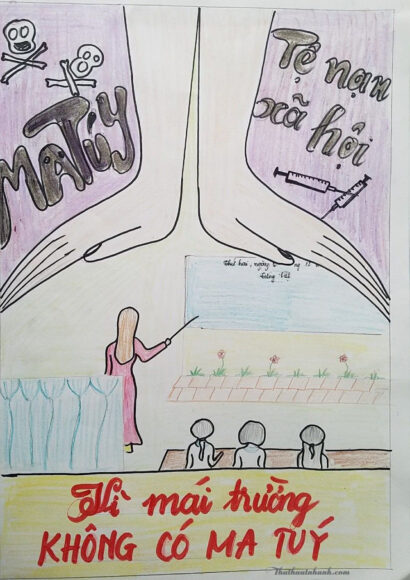 Vẽ tranh phòng chống ma túy học đường đơn giản nhất