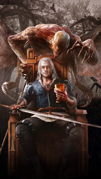 Hình nền The Witcher cho điện thoại cầm ly máu