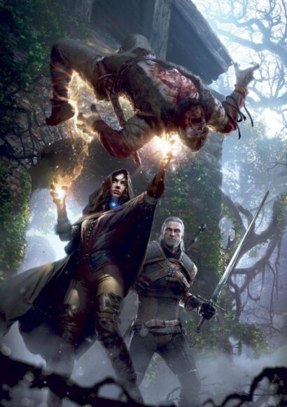 Hình nền The Witcher cho điện thoại tia sét vàng