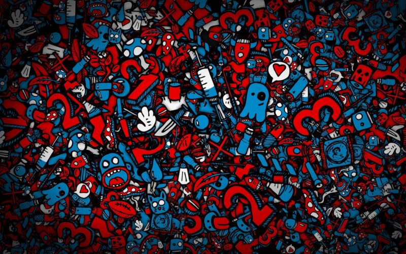 Hình nền graffiti xanh phối đỏ