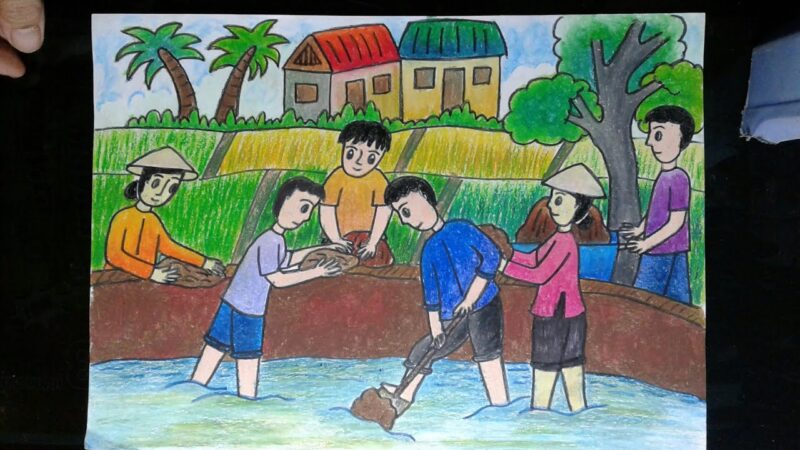 tranh vẽ cuộc sống quanh em lớp 3 đẹp nhất