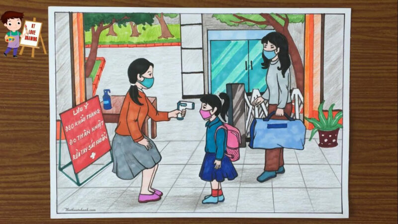 Vẽ tranh cuộc sống, sinh hoạt, vui chơi đơn giản đẹp