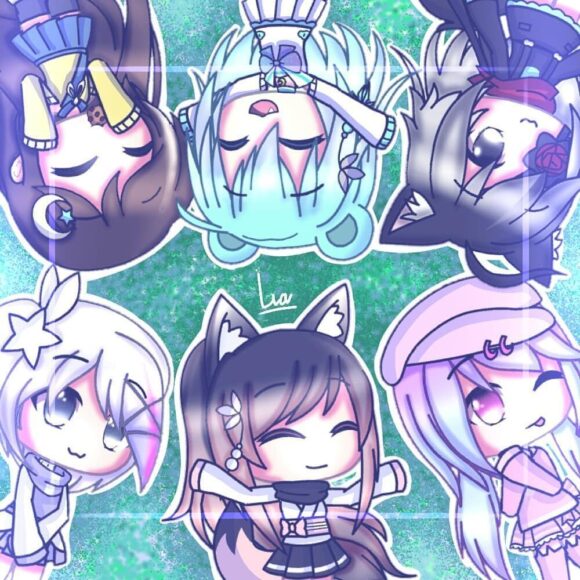 Ảnh Gacha Life nền xanh