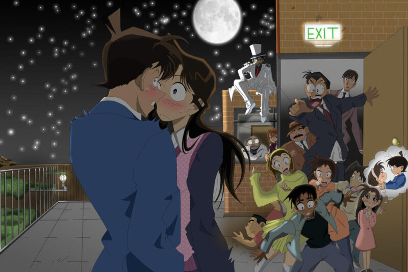 Ảnh Shinichi và Ran hôn nhau ngượng ngùng