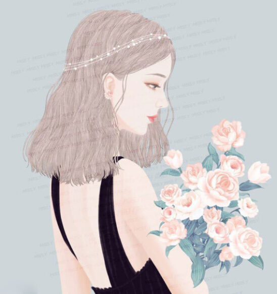 Ảnh avatar Tiktok cô gái cầm hoa hồng