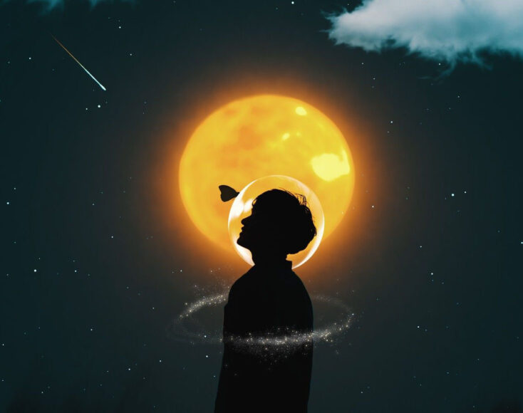 Ảnh avatar cô đơn đứng dưới trăng