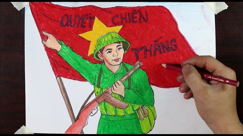 Cách vẽ tranh chủ đề em yêu màu áo xanh