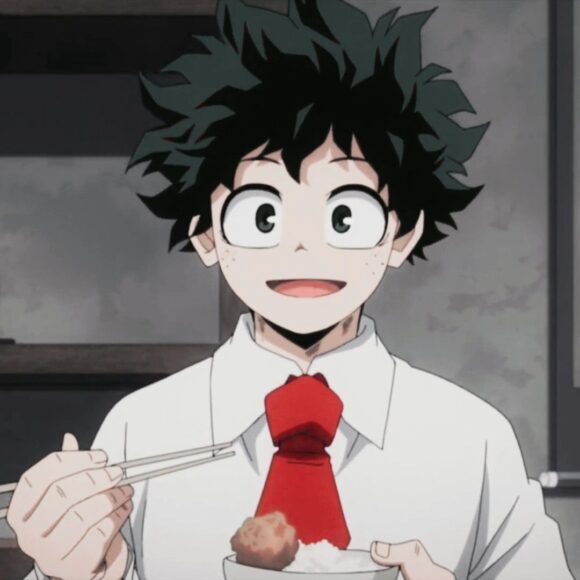 Hình Deku mặc áo sơ mi trắng